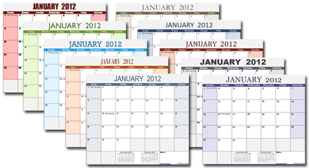 Создавайте великолепные календари за считанные секунды, выбрав нужную тему в галерее цветов и шрифтов Excel на вкладке «Макет страницы» (для работы с темами требуется Excel 2007 или более поздняя версия )